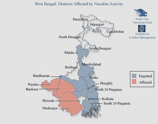 West Bengal: Districts Affected by Naxalite Violence