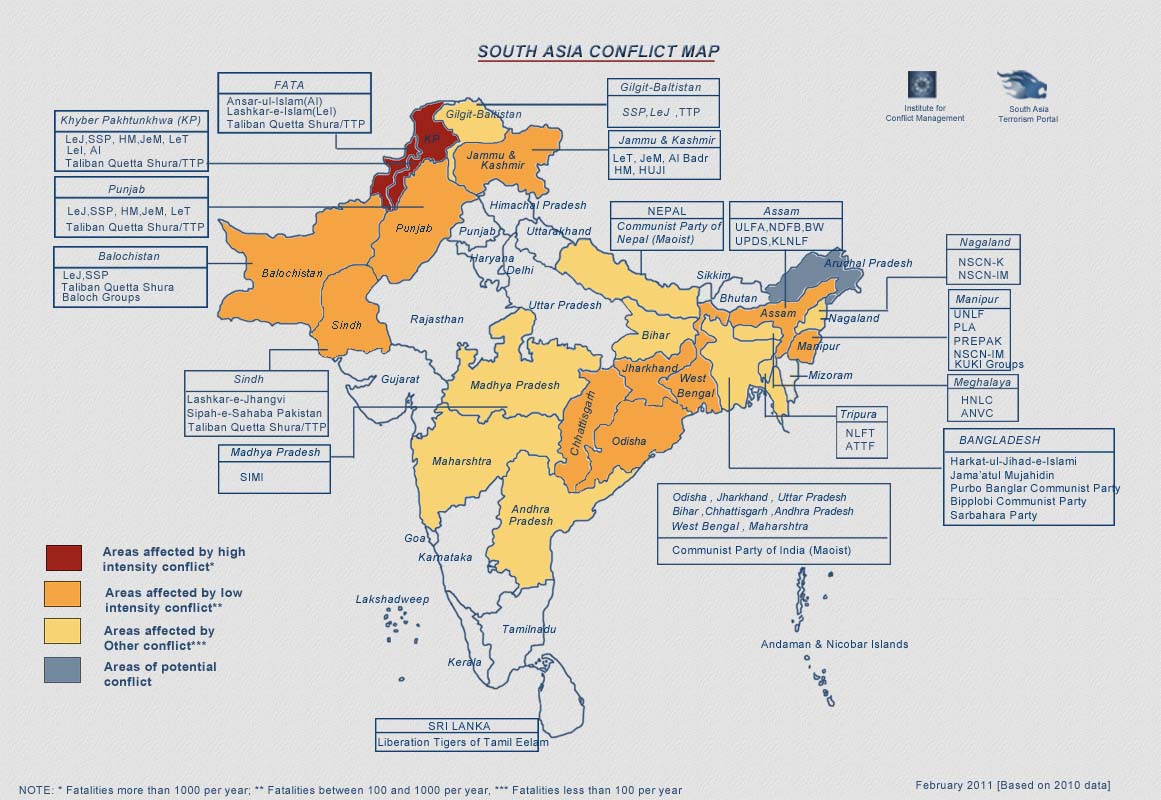 South Asia Conflict Map 2011 