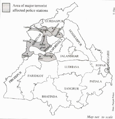 Major terrorist Affected Areas in the 4th Quarter of 1989
