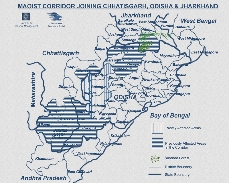 Maoist Corridor, Joining Chhatisgarh, Odisha & Jharkhand